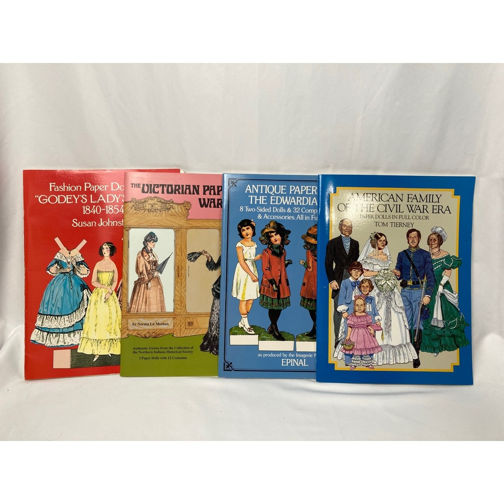 Vintage Historical Paper Doll Book Lot 4 Civil War Victorian Edwardian Godey's
